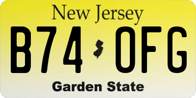 NJ license plate B74OFG