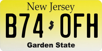 NJ license plate B74OFH