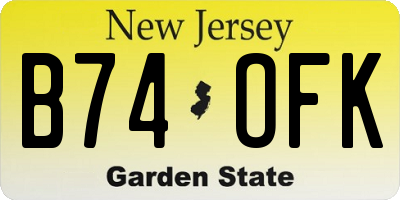 NJ license plate B74OFK