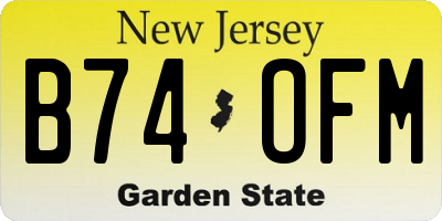 NJ license plate B74OFM