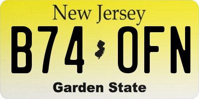 NJ license plate B74OFN