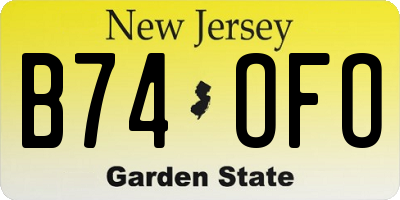 NJ license plate B74OFO