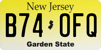 NJ license plate B74OFQ