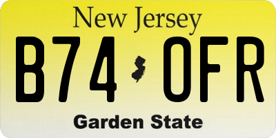 NJ license plate B74OFR