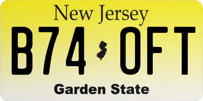 NJ license plate B74OFT