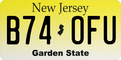 NJ license plate B74OFU