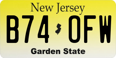 NJ license plate B74OFW