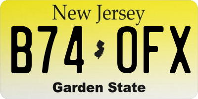 NJ license plate B74OFX