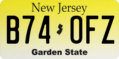 NJ license plate B74OFZ