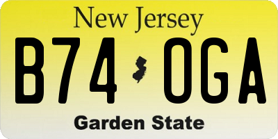 NJ license plate B74OGA
