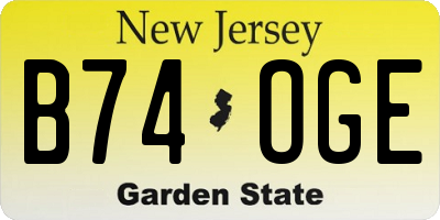NJ license plate B74OGE