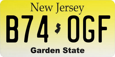 NJ license plate B74OGF