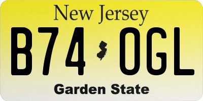NJ license plate B74OGL