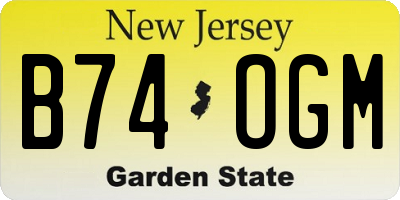 NJ license plate B74OGM