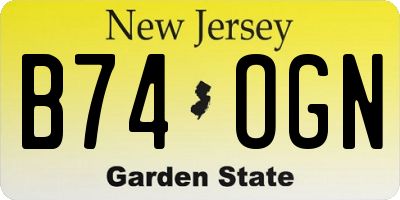 NJ license plate B74OGN