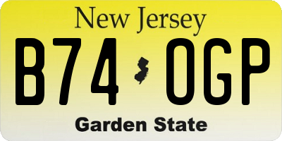 NJ license plate B74OGP