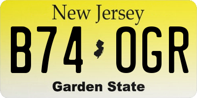 NJ license plate B74OGR