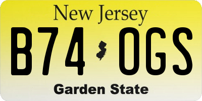 NJ license plate B74OGS