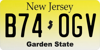 NJ license plate B74OGV