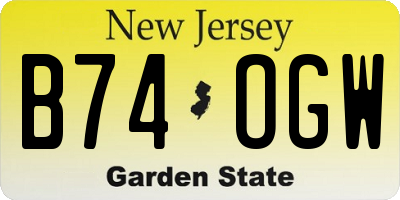 NJ license plate B74OGW