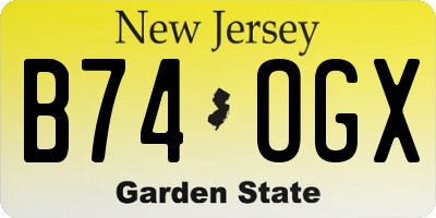 NJ license plate B74OGX
