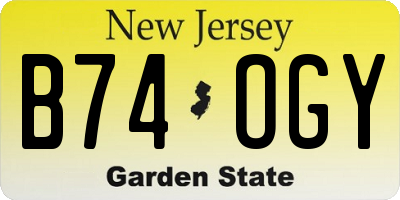 NJ license plate B74OGY