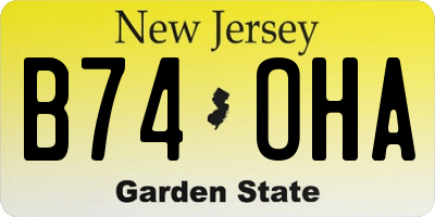 NJ license plate B74OHA