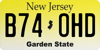 NJ license plate B74OHD
