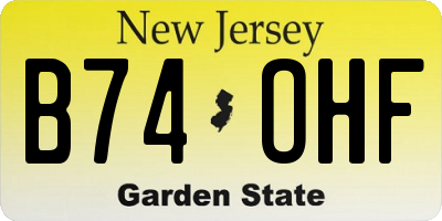 NJ license plate B74OHF