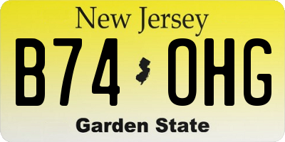 NJ license plate B74OHG