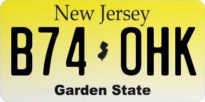 NJ license plate B74OHK