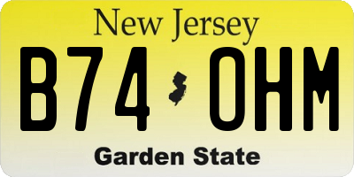 NJ license plate B74OHM