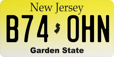 NJ license plate B74OHN