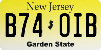NJ license plate B74OIB