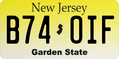 NJ license plate B74OIF