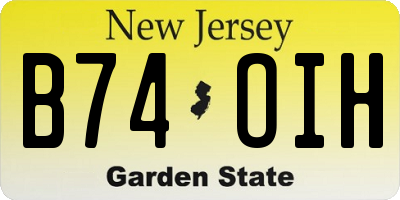 NJ license plate B74OIH