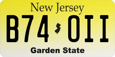 NJ license plate B74OII