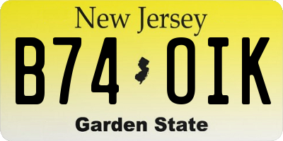 NJ license plate B74OIK