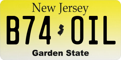 NJ license plate B74OIL