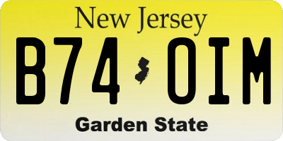 NJ license plate B74OIM