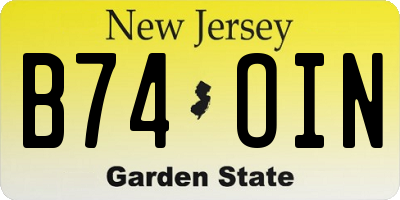 NJ license plate B74OIN