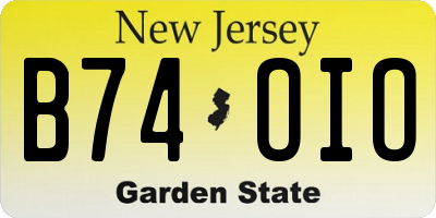 NJ license plate B74OIO
