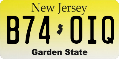 NJ license plate B74OIQ