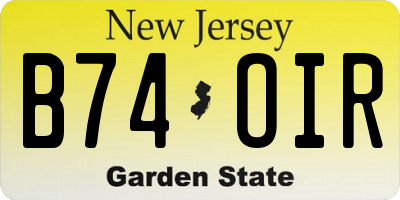 NJ license plate B74OIR