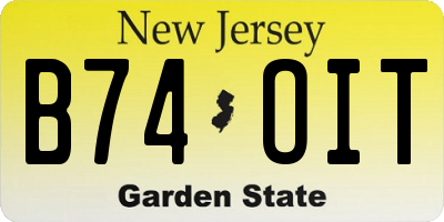 NJ license plate B74OIT