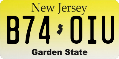 NJ license plate B74OIU