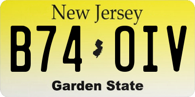 NJ license plate B74OIV