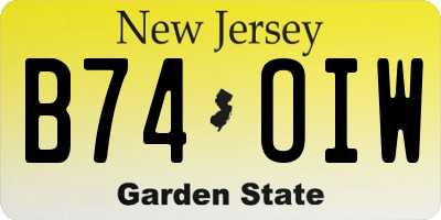 NJ license plate B74OIW