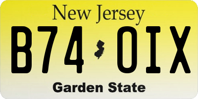 NJ license plate B74OIX