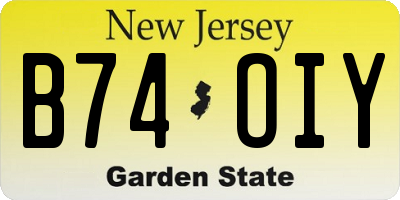 NJ license plate B74OIY